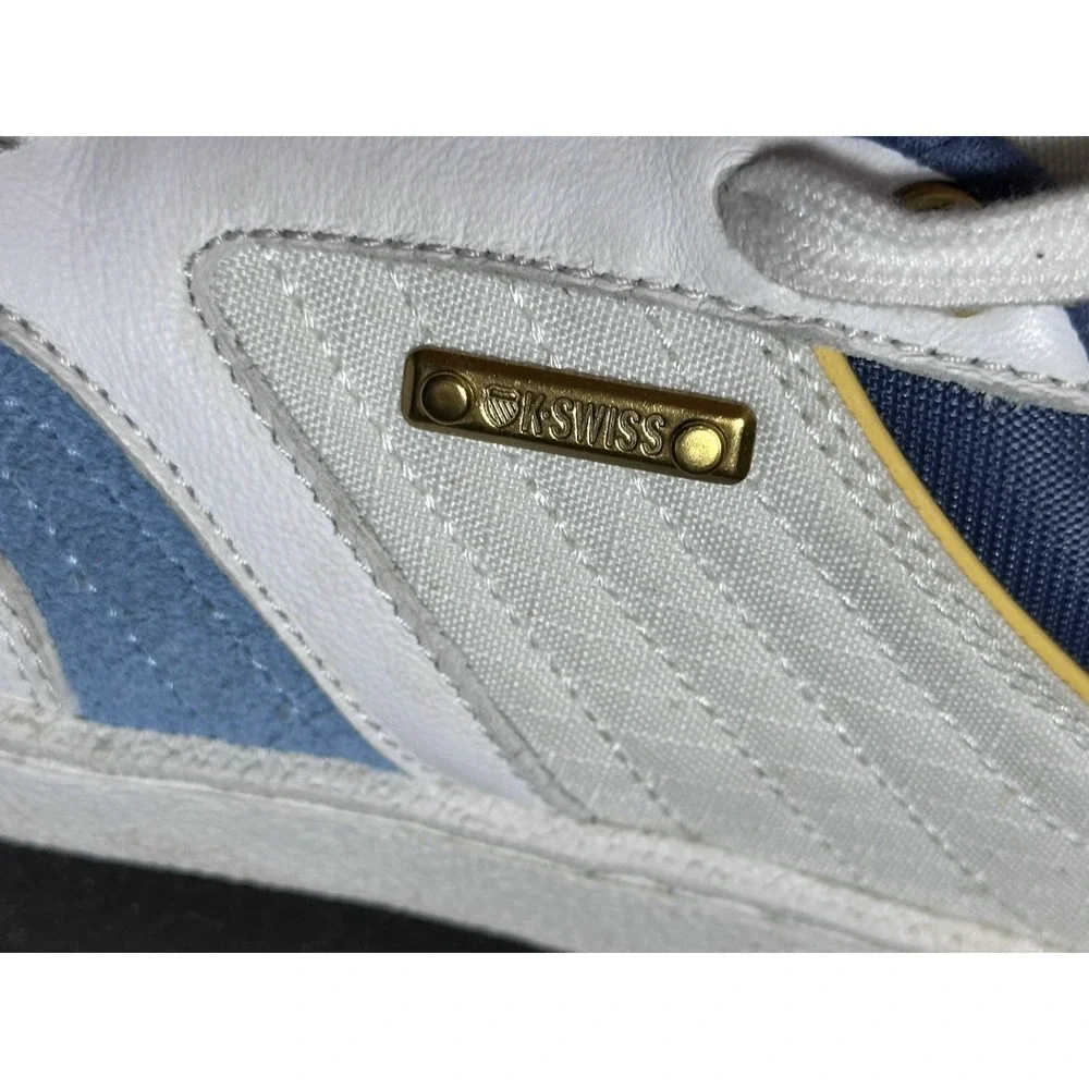K-Swiss Women's Shoes Size 7. White Blue Yello Low-Top Lace Logo Walking Retro